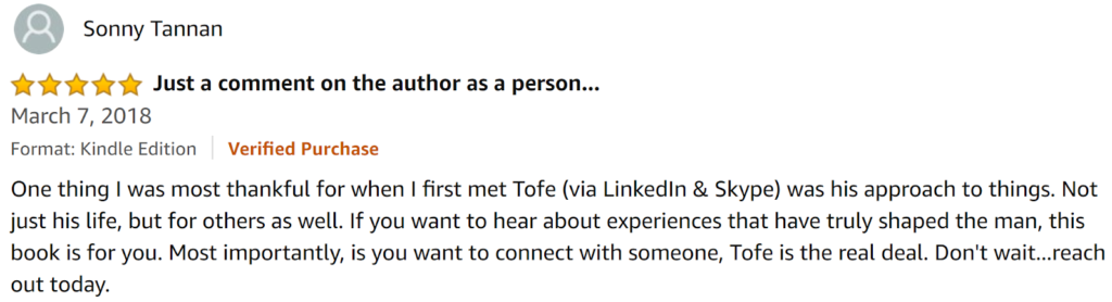 Review of Tofe Evan's Book