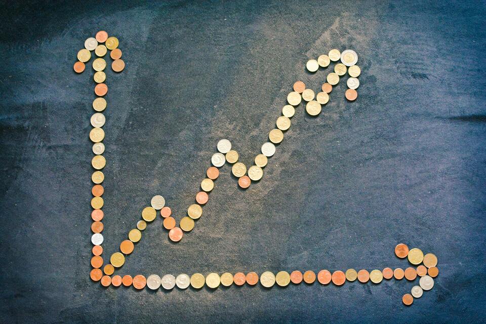 Line graph made out of coins