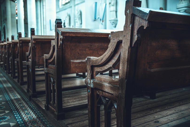 Empty church pews