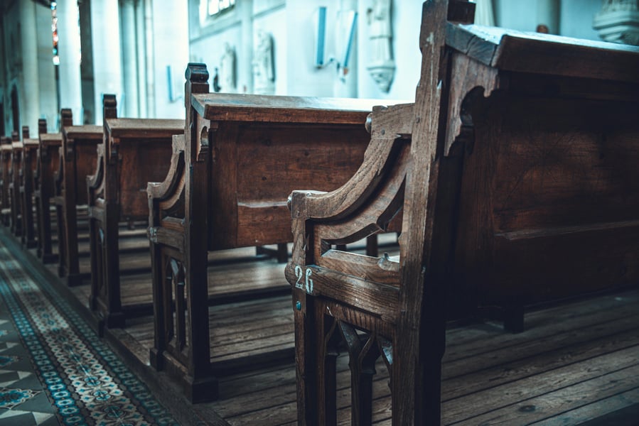 Empty church pews
