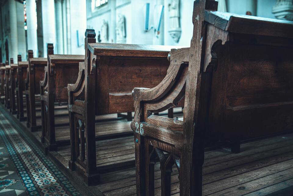 Empty church pews