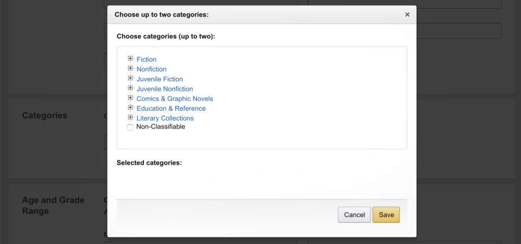 choose categories section