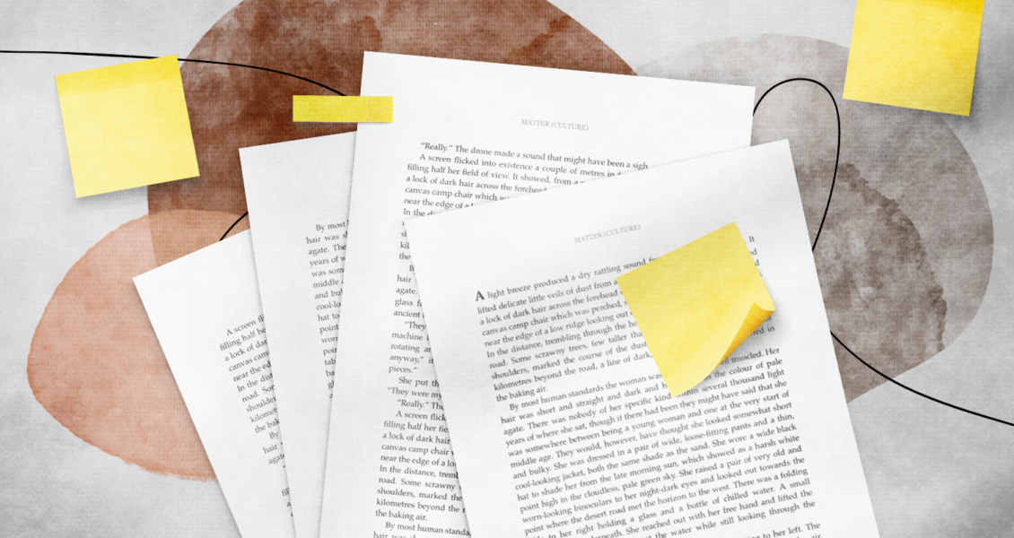 post-its on written pages