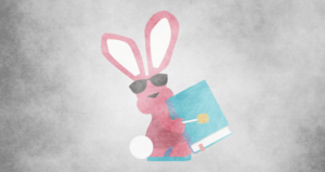 image of the an energizer bunny holding a book