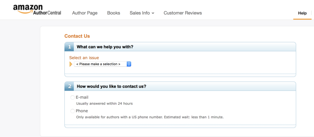 Author Central contact us