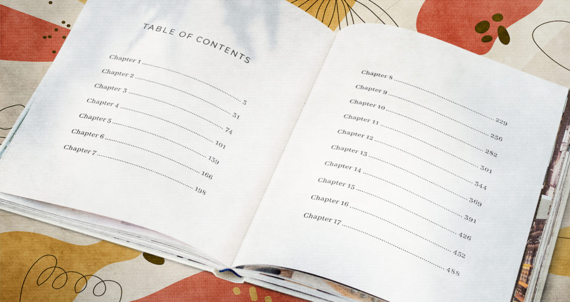 book open to table of contents