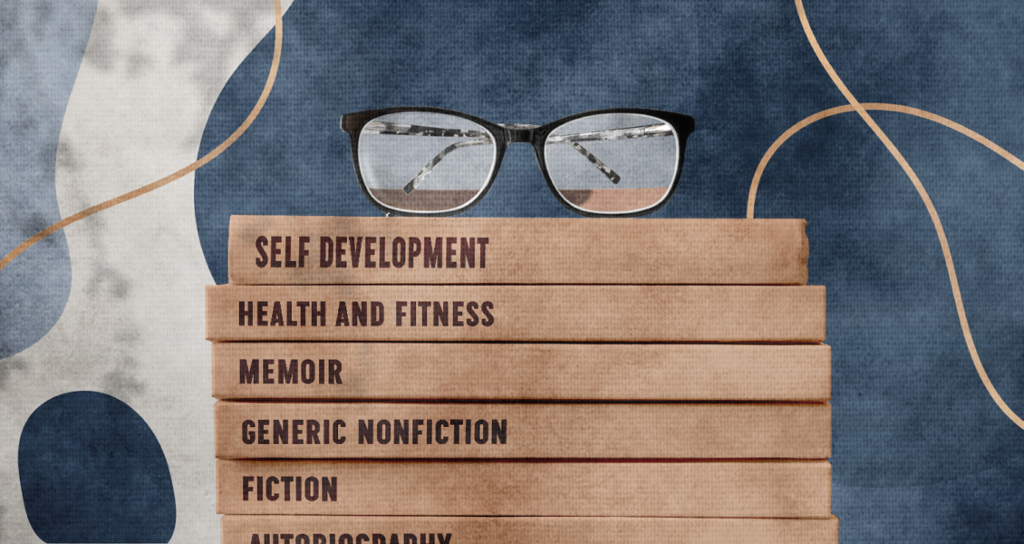 stack of books with different categories