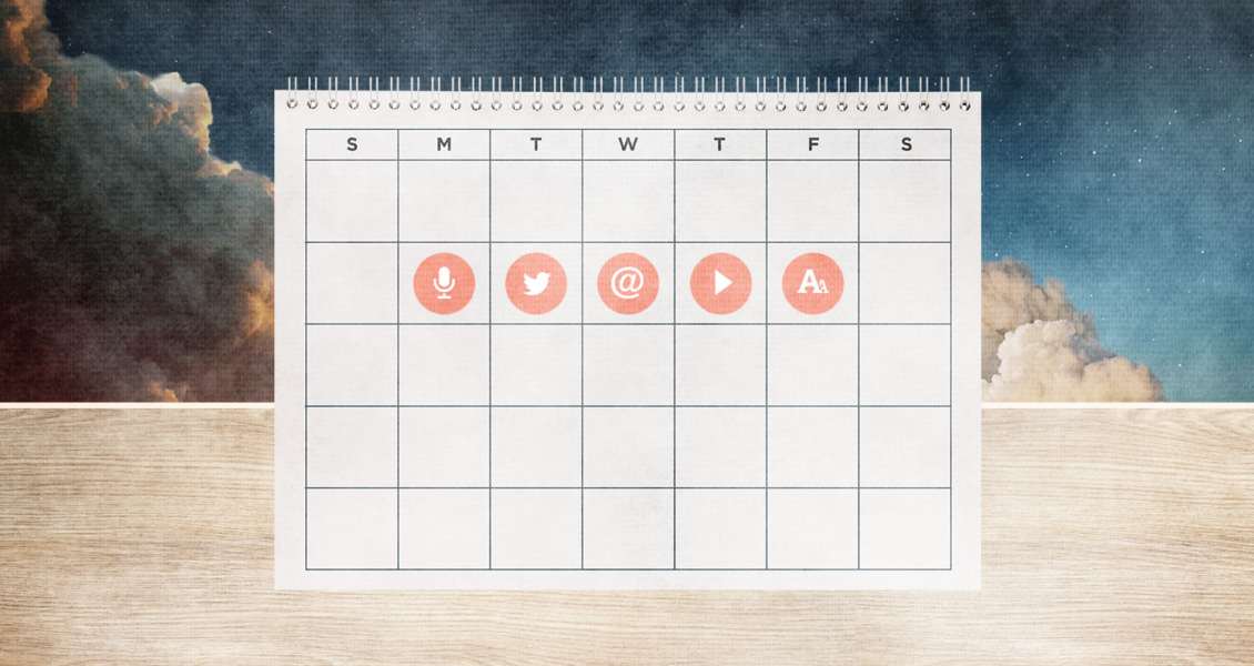 calendar with social images on it