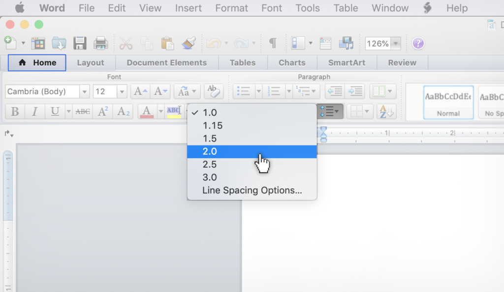 double spacing text in Word