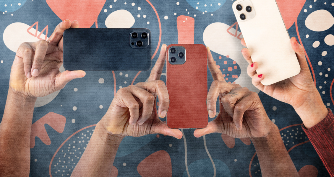 Hands holding phones