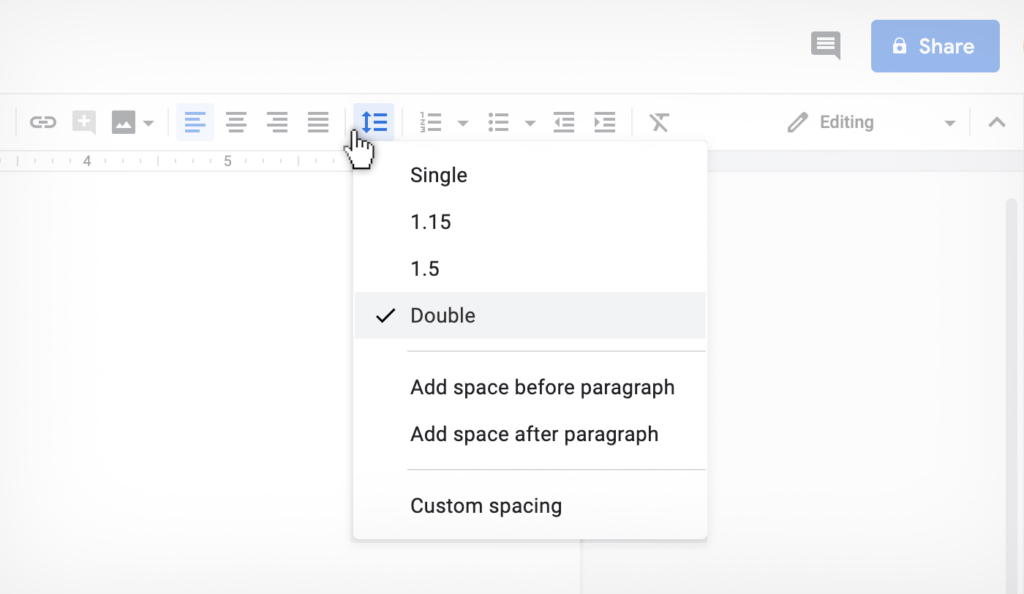 double spacing in Google Docs