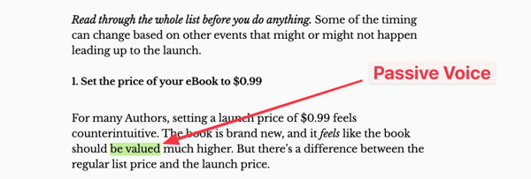 Hemingway Editor Passive Voice Finder Example
