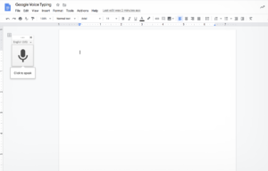 Microphone icon pops up on the Voice Typing screen