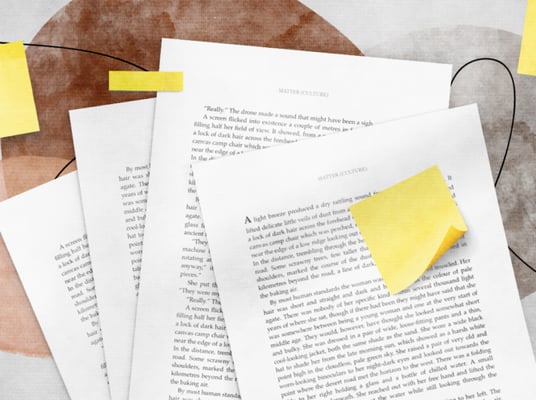 post-its on written pages