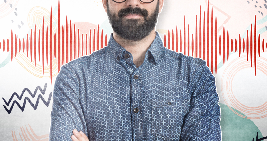 voice sound waves behind man