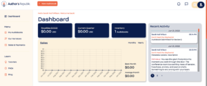 Author's Republic dashboard