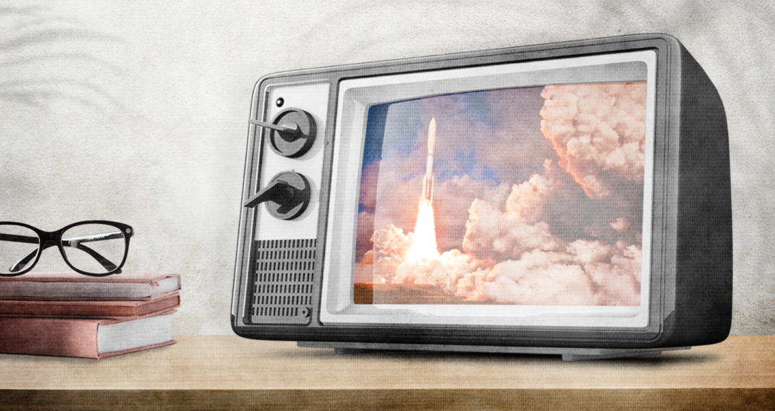 TV radio with rocket launch