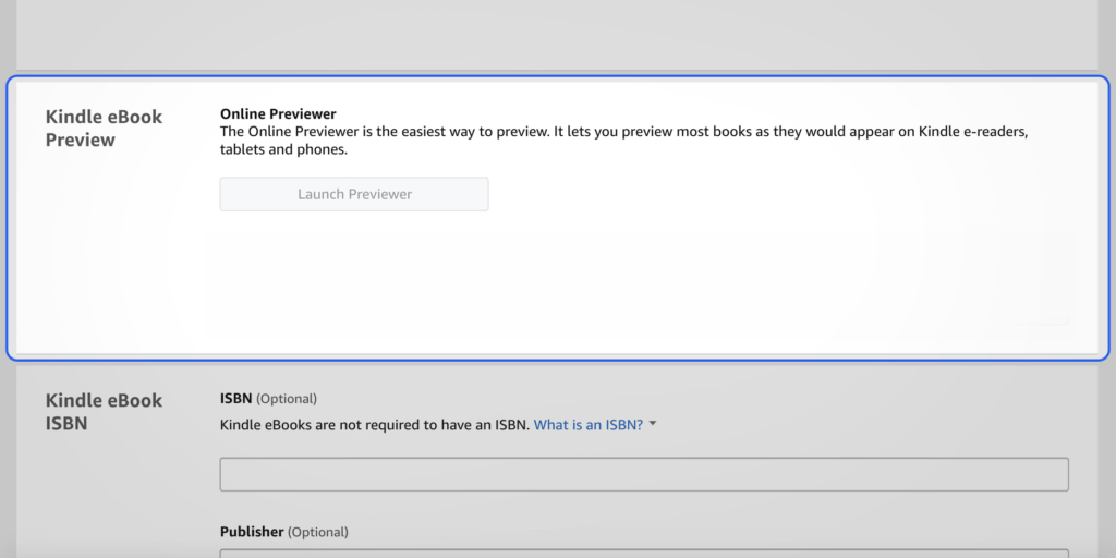 Kindle eBook Preview box
