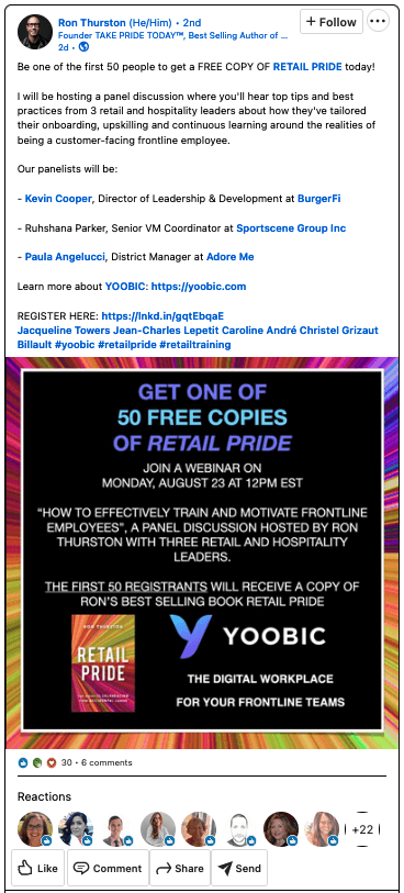 Book launch social media campaign example: Ron Thurston's "Retail Pride"