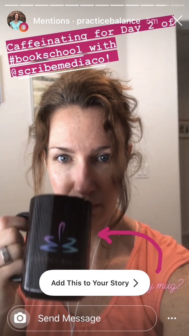 Student caffeinating for Day 2 of Book School