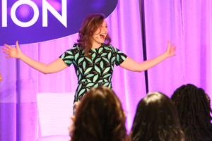 Valerie on stage excited