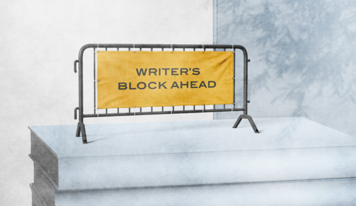 feature image writer's block road sign