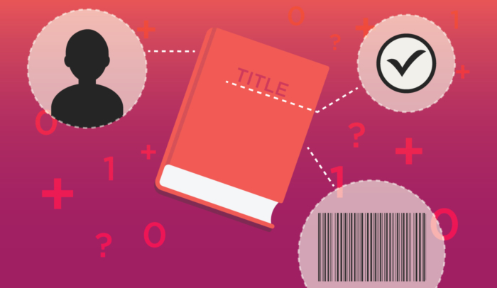 ebook metadata illustration on pink background