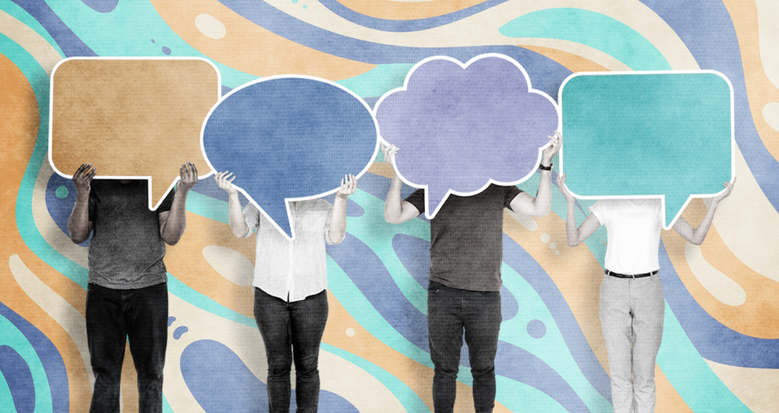 image of people holding speech bubbles