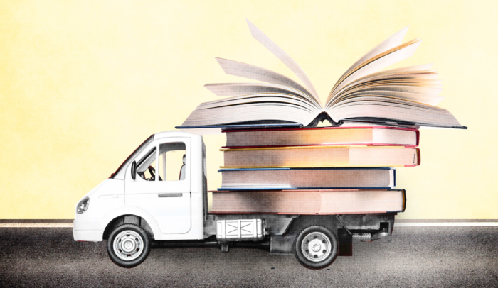 truck with a stack of books