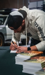 sean signing books