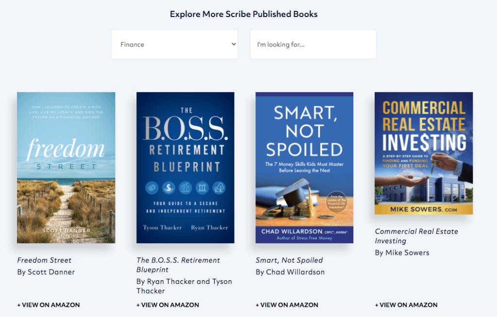 You can see every single book that has been published with Scribe Media on our site