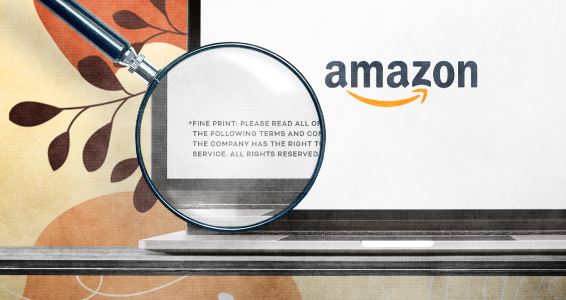 reading amazon fine print with magnifying glass