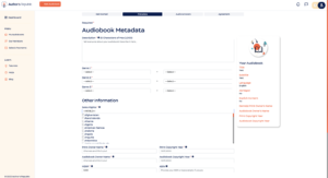 Audiobook Metadata section on Author's Republic's website