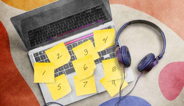 featured image 9 sticky notes on laptop with headphones