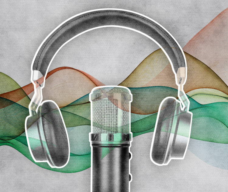 Illustration of headphones and a microphone